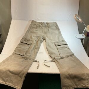 Song Beige Baggy Strap Jeans Women’s Sz 0/24 Cargo Pockets Vintage in’s 28. 0491